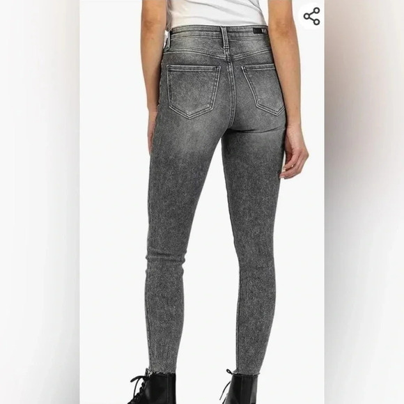 Kut From The Kloth Connie High Rise Fab Ab Ankle Skinny Raw Hem Black Size 4 - Picture 2 of 14